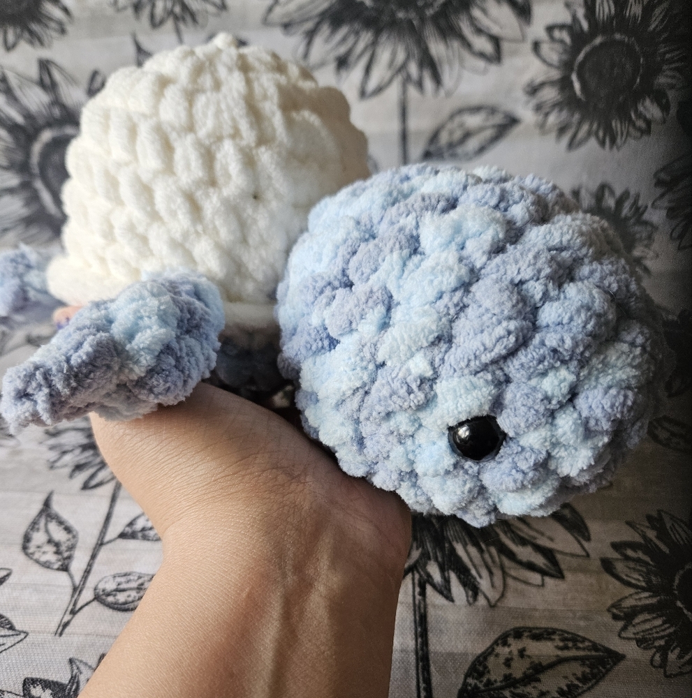 Crochet Blue and cream turtle Amigurumi plushie